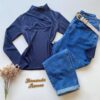 Blusa Feminina Canelada Milly sem Bojo com Recorte Azul - Fernanda Ramos Store