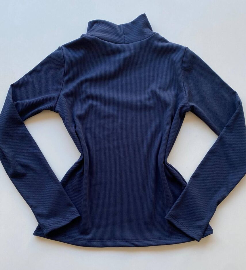 Blusa Feminina Canelada Milly sem Bojo com Recorte Azul - Fernanda Ramos Store