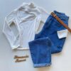Blusa Feminina Canelada Milly sem Bojo com Recorte Branca - Fernanda Ramos Store