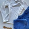 Blusa Feminina Canelada Milly sem Bojo com Recorte Branca - Fernanda Ramos Store