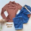 Blusa Feminina Canelada Milly sem Bojo com Recorte Marrom - Fernanda Ramos Store
