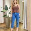 Blusa Feminina Cibelle Tricot Modal sem Bojo com Alça Marrom - Fernanda Ramos Store