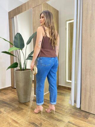 Blusa Feminina Cibelle Tricot Modal sem Bojo com Alça Marrom - Fernanda Ramos Store