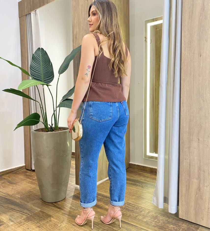 Blusa Feminina Cibelle Tricot Modal sem Bojo com Alça Marrom - Fernanda Ramos Store
