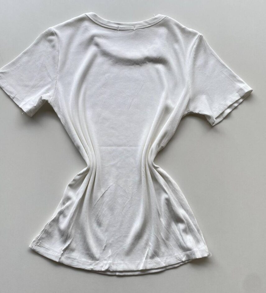 Blusa Feminina Gilbert Manga Curta com Aplicações Flor Branca - Fernanda Ramos Store