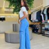 Blusa Feminina Gilbert Manga Curta com Aplicações Flor Branca - Fernanda Ramos Store