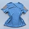 Blusa Feminina Grey Manga Curta com Bordado na Gola Azul - Fernanda Ramos Store