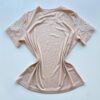 Blusa Feminina Grey Manga Curta com Bordado na Gola Nude - Fernanda Ramos Store