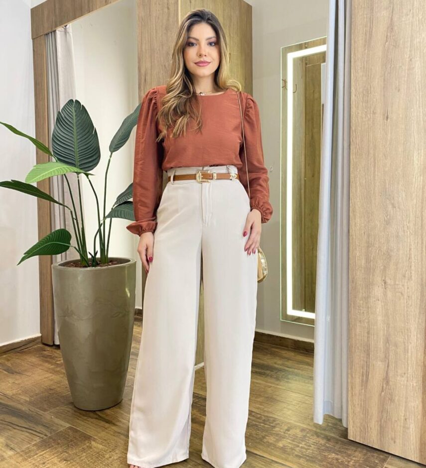 Blusa Feminina Katy Manga Longa Princesa Caramelo - Fernanda Ramos Store