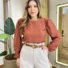 Blusa Feminina Katy Manga Longa Princesa Caramelo - Fernanda Ramos Store