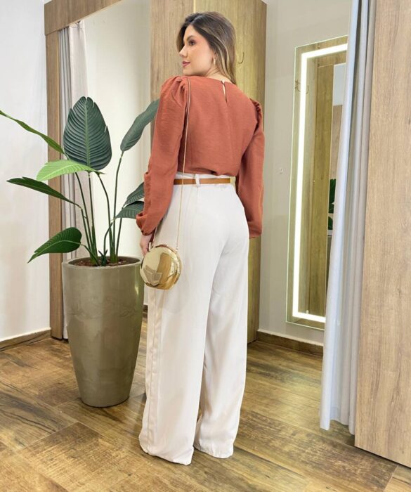 Blusa Feminina Katy Manga Longa Princesa Caramelo - Fernanda Ramos Store