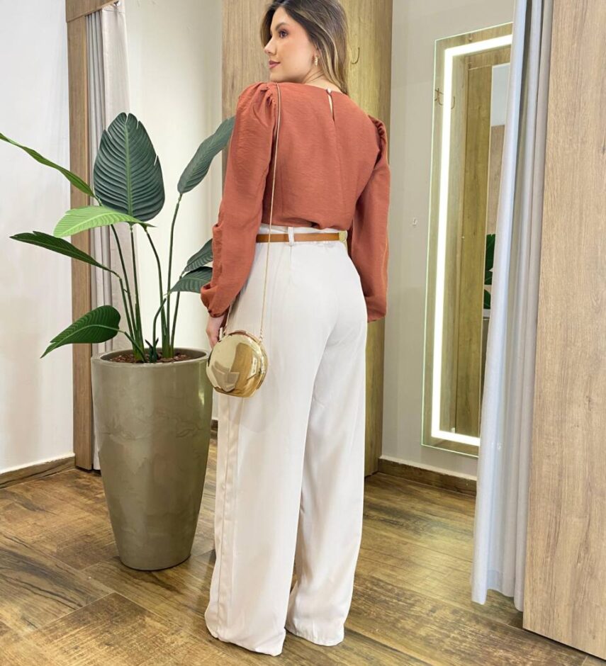 Blusa Feminina Katy Manga Longa Princesa Caramelo - Fernanda Ramos Store