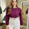 Blusa Feminina Katy Manga Longa Princesa Marsala - Fernanda Ramos Store