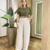 Blusa Feminina Manga Curta Lety em Crepe Verde - Fernanda Ramos Store