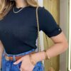 Blusa Feminina Manga Curta Modal Natalia F-548 Preta - Fernanda Ramos Store