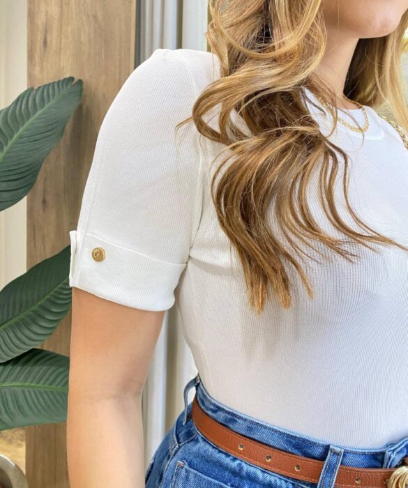 Blusa Feminina Manga Curta Modal Natalia F-548 Branca - Fernanda Ramos Store
