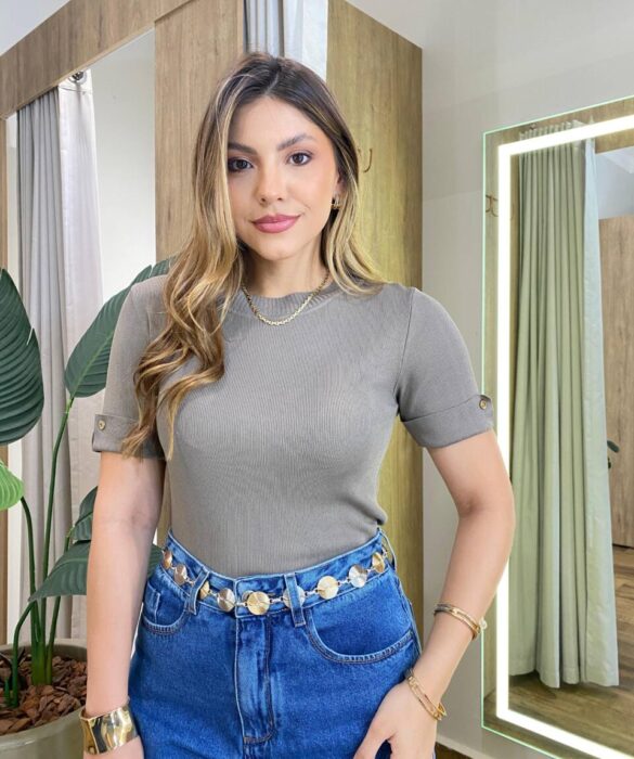 Blusa Feminina Manga Curta Modal Natalia F-548 Cappucino - Fernanda Ramos Store
