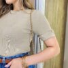 Blusa Feminina Manga Curta Modal Natalia F-548 Caqui - Fernanda Ramos Store