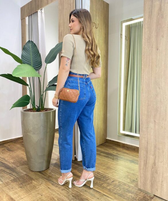 Blusa Feminina Manga Curta Modal Natalia F-548 Caqui - Fernanda Ramos Store
