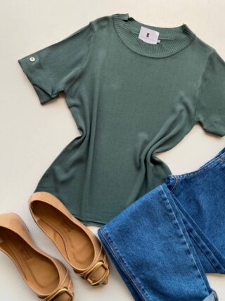 Blusa Feminina Manga Curta Modal Natalia F-548 Verde - Fernanda Ramos Store