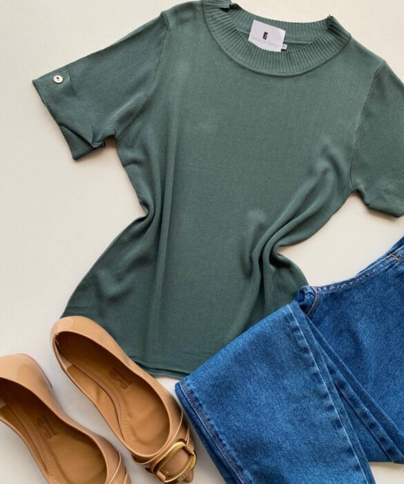 Blusa Feminina Manga Curta Modal Natalia F-548 Verde - Fernanda Ramos Store