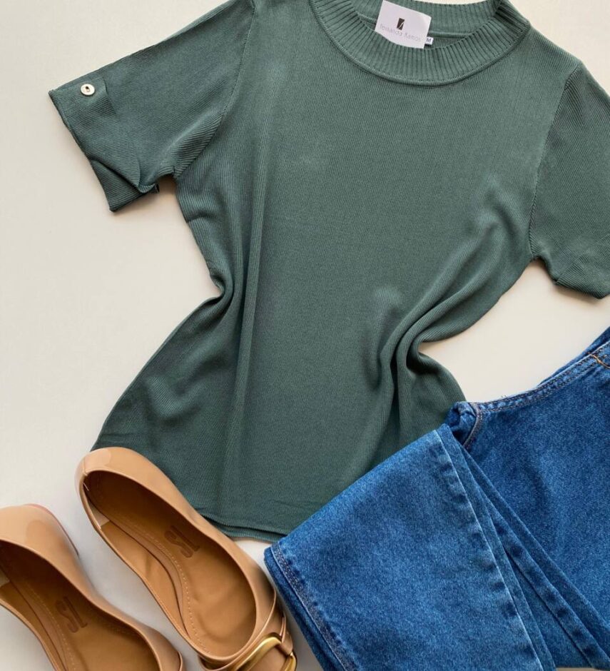 Blusa Feminina Manga Curta Modal Natalia F-548 Verde - Fernanda Ramos Store