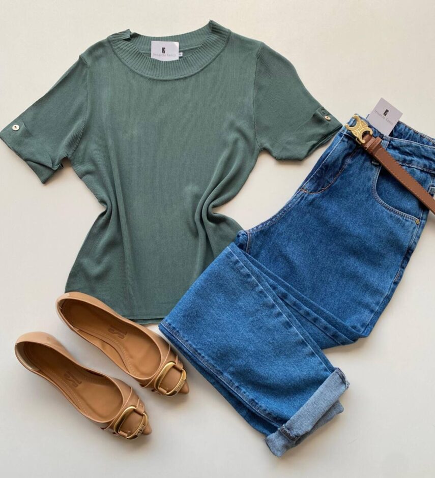Blusa Feminina Manga Curta Modal Natalia F-548 Verde - Fernanda Ramos Store