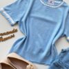 Blusa Feminina Manga Curta Modal Zuri C7570 Azul Bebê - Fernanda Ramos Store