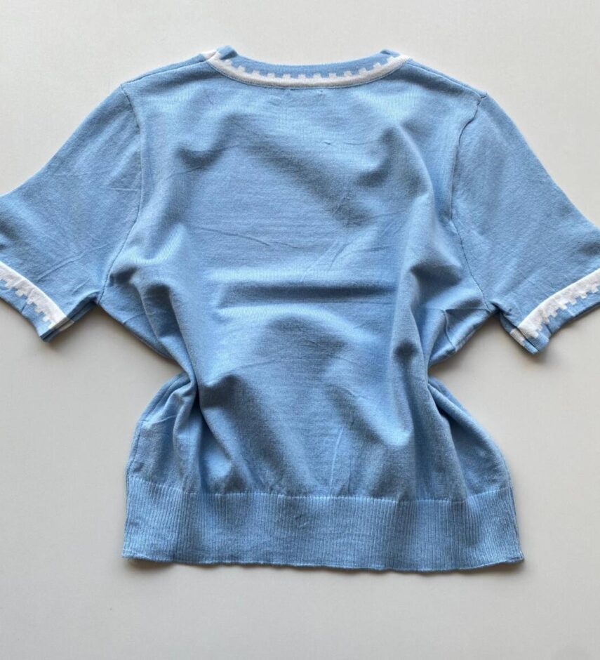 Blusa Feminina Manga Curta Modal Zuri C7570 Azul Bebê - Fernanda Ramos Store