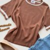 Blusa Feminina Manga Curta Modal Zuri C7570 Chocolate - Fernanda Ramos Store