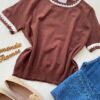 Blusa Feminina Manga Curta Modal Zuri C7570 Marrom - Fernanda Ramos Store
