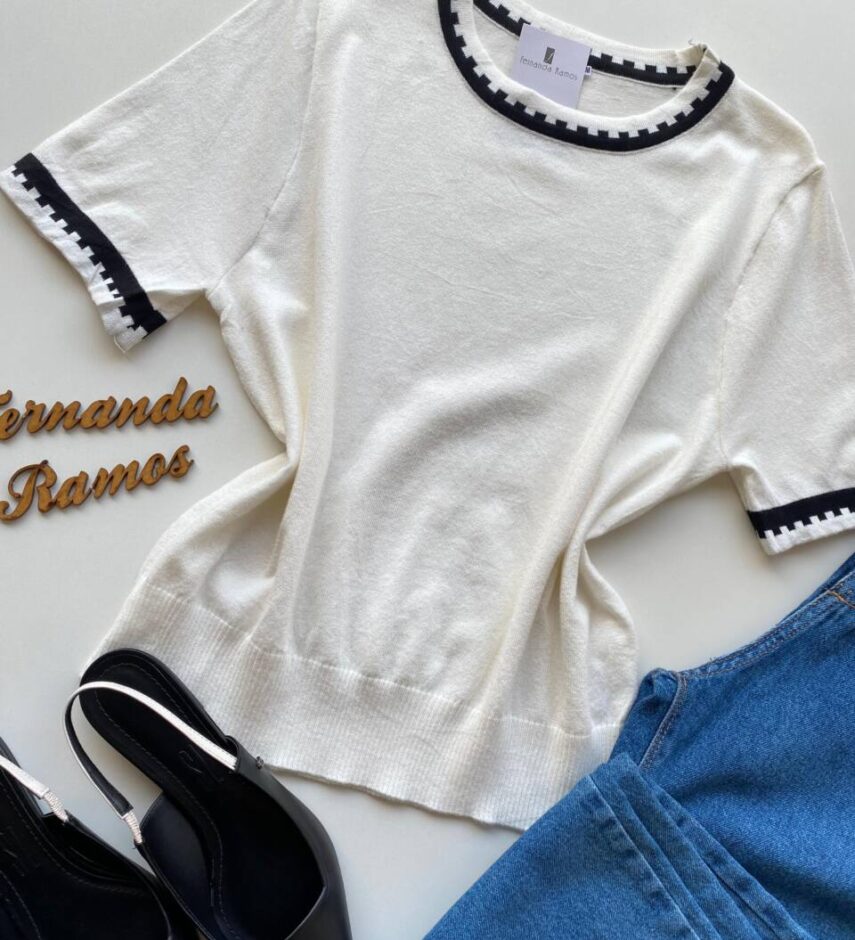 Blusa Feminina Manga Curta Modal Zuri C7570 Off White - Fernanda Ramos Store