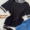 Blusa Feminina Manga Curta Modal Zuri C7570 Preta - Fernanda Ramos Store