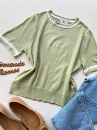 Blusa Feminina Manga Curta Modal Zuri C7570 Verde - Fernanda Ramos Store