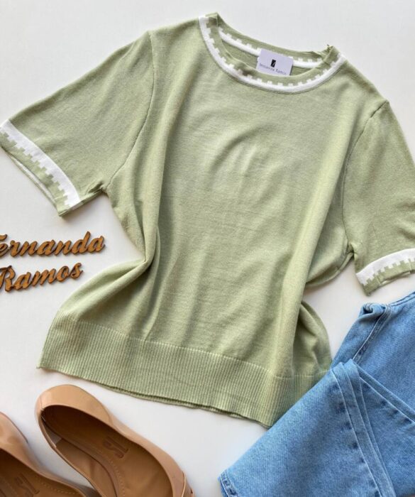 Blusa Feminina Manga Curta Modal Zuri C7570 Verde - Fernanda Ramos Store