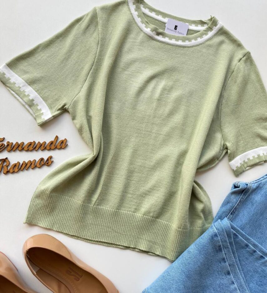 Blusa Feminina Manga Curta Modal Zuri C7570 Verde - Fernanda Ramos Store