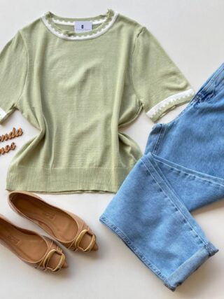 Blusa Feminina Manga Curta Modal Zuri C7570 Verde - Fernanda Ramos Store