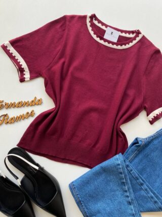 Blusa Feminina Manga Curta Modal Zuri C7570 Vinho - Fernanda Ramos Store