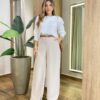 Blusa Feminina Manga Longa Helena Botões na Manga Branca - Fernanda Ramos Store