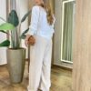 Blusa Feminina Manga Longa Helena Botões na Manga Branca - Fernanda Ramos Store