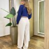 Blusa Feminina Manga Longa Helena Botões na Manga Azul Marinho - Fernanda Ramos Store