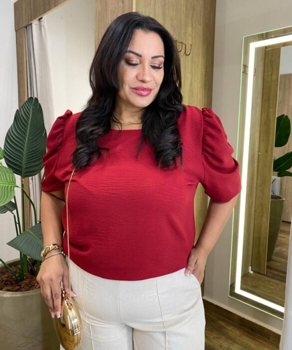 Blusa Feminina Manga Princesa Belly Vinho - Fernanda Ramos Store