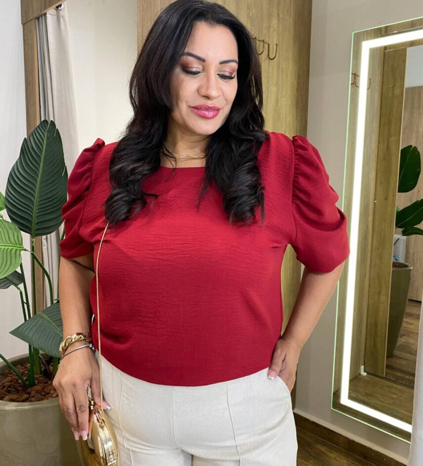 Blusa Feminina Manga Princesa Belly Vinho - Fernanda Ramos Store