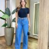 Blusa Feminina Milena Manga Curta Modal com Pedrarias Preta - Fernanda Ramos Store