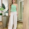Blusa Feminina Nula Manga sem Bojo Bolso Falso e Botões Verde - Fernanda Ramos Store