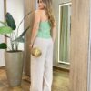Blusa Feminina Nula Manga sem Bojo Bolso Falso e Botões Verde - Fernanda Ramos Store