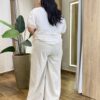 Blusa Feminina Plus Manga 3/4 Bordada Areia - Fernanda Ramos Store