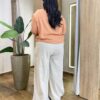Blusa Feminina Plus Manga 3/4 Bordada Bege - Fernanda Ramos Store