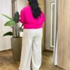 Blusa Feminina Plus Manga 3/4 Bordada Pink - Fernanda Ramos Store