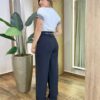 Blusa Feminina Sofy Manga Curta Modal com Detalhes Branca - Fernanda Ramos Store